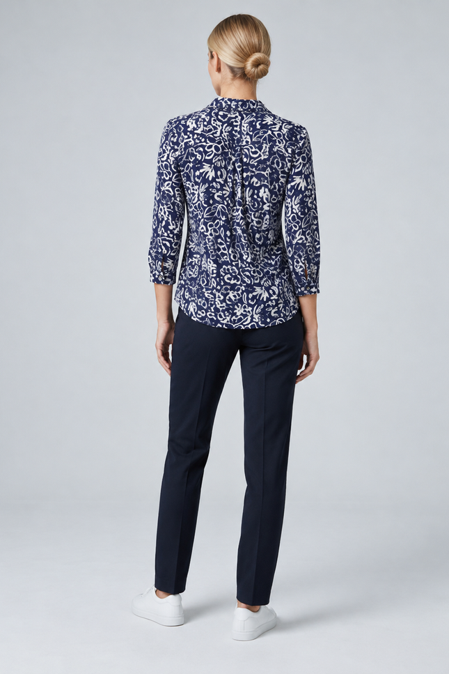 Blouse floral print soft touch with pocket