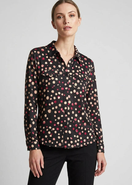 Blouse spot print soft touch with pocket