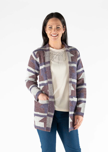 Cardigan zig-zag pattern long sleeve