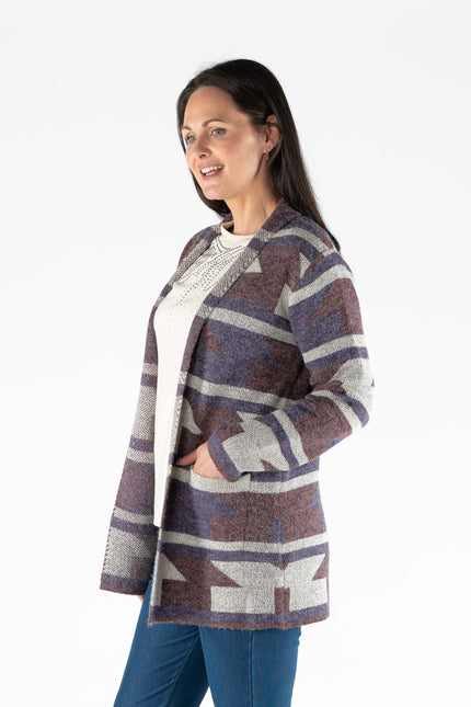 Cardigan zig-zag pattern long sleeve