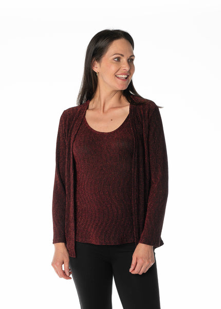 Cardigan round neck glittered full sleeve