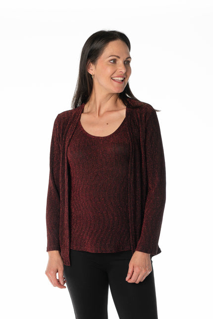 Cardigan round neck glittered full sleeve