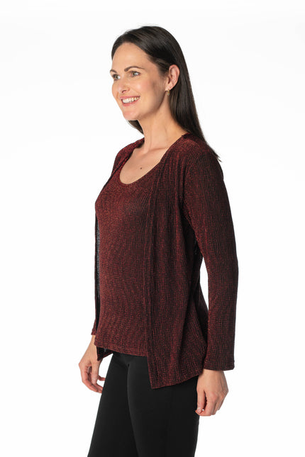 Cardigan round neck glittered full sleeve