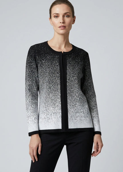 Cardigan speckle pattern mock long sleeve