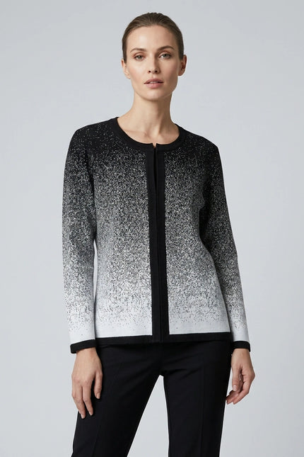 Cardigan speckle pattern mock long sleeve