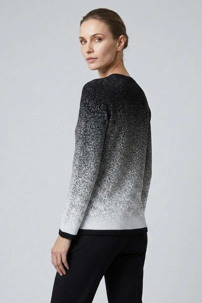 Cardigan speckle pattern mock long sleeve