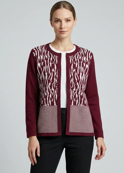 Cardigan patterned round neck long sleeve