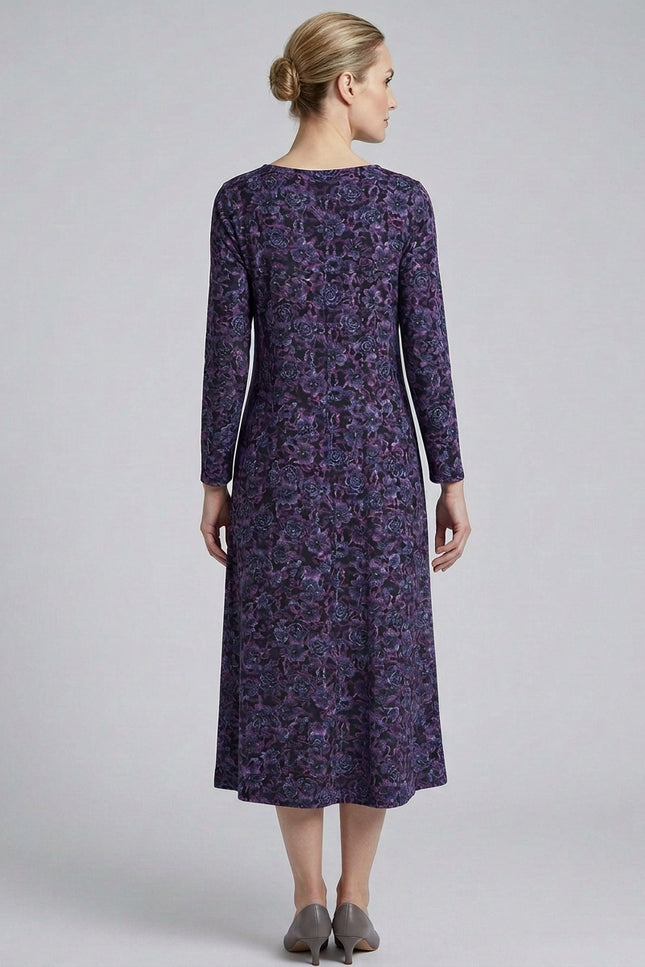 Dress flower print round neck soft touch