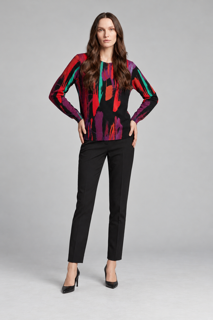 Jumper brushstroke round neck long sleeve
