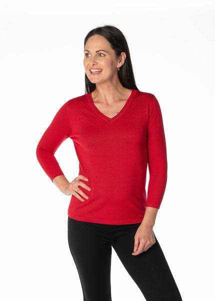 Jumper v neck hotfix scatter 3/4 sleeve