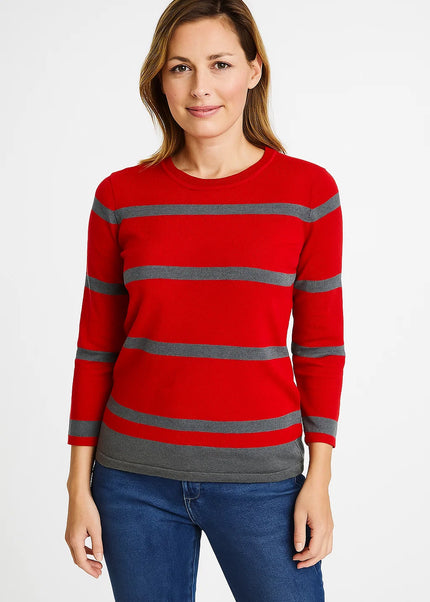 Jumper round neck 3/4 sleeve stripe