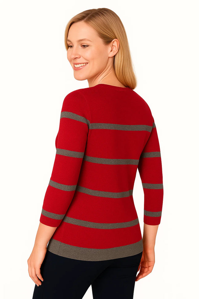 Jumper round neck 3/4 sleeve stripe