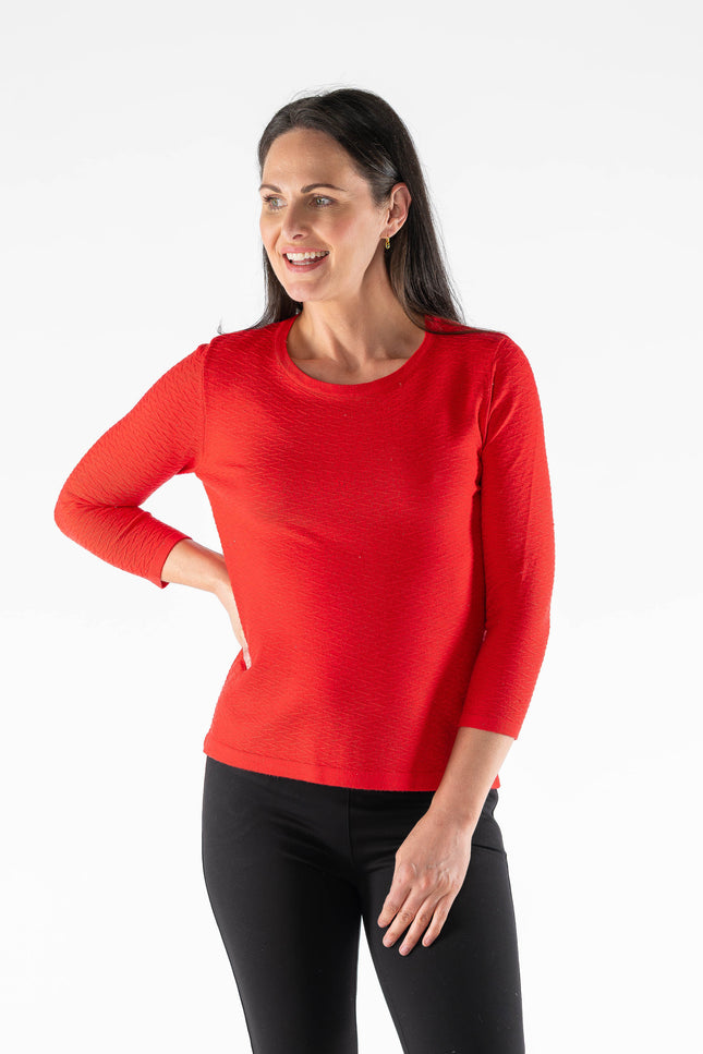 Jumper textured pattern lurex 3/4 sleeve