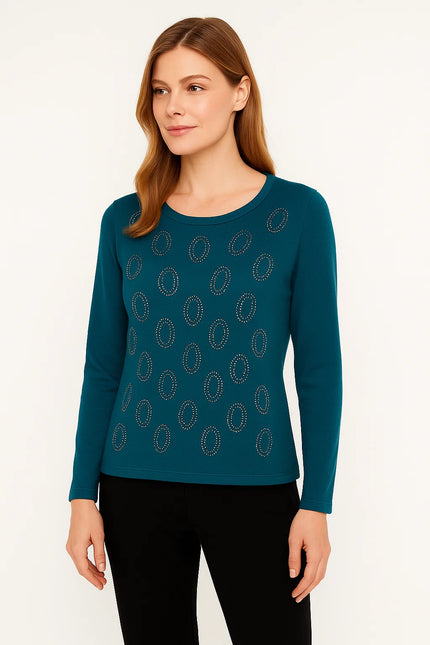 Jumper sparkle hotfix 3/4 sleeve roundneck