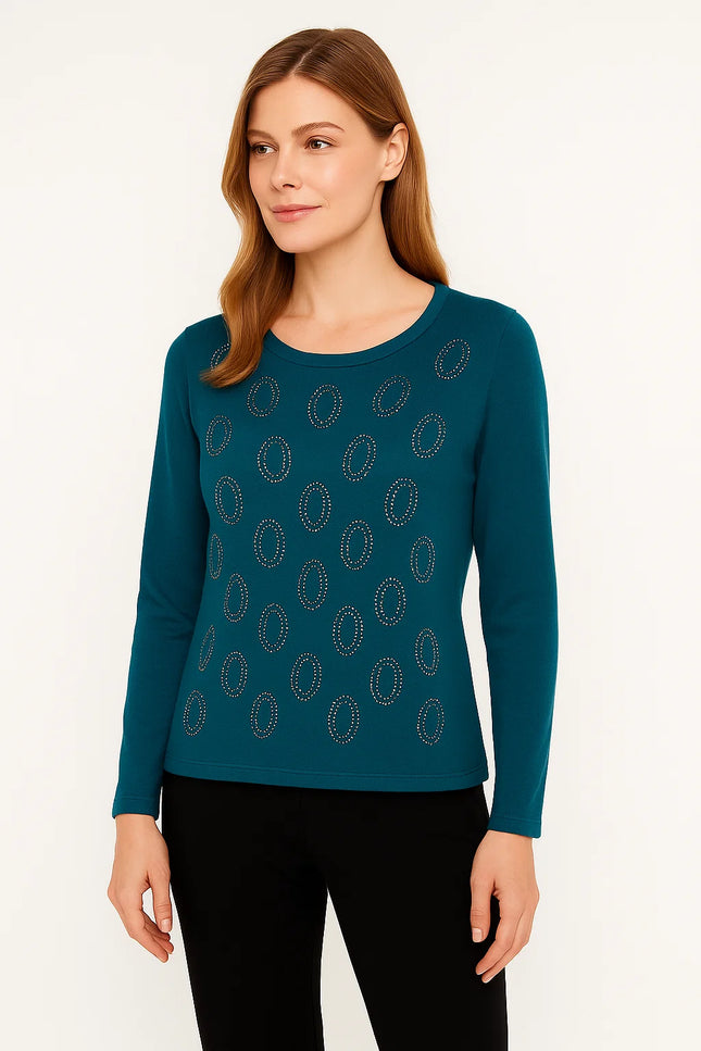 Jumper sparkle hotfix 3/4 sleeve roundneck