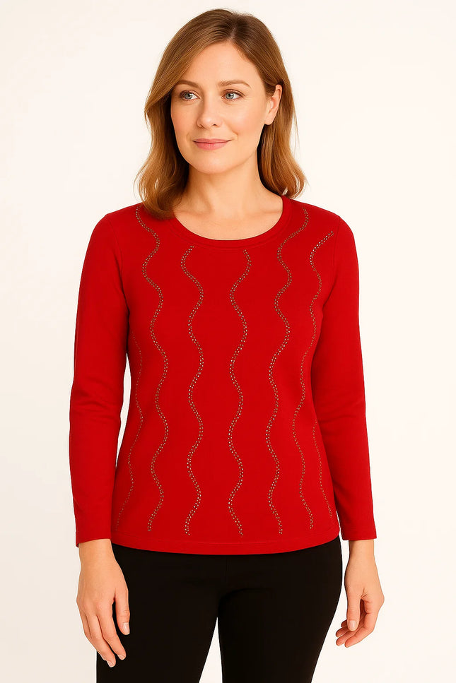 Jumper wavy sparkle hotfix 3/4 sleeve