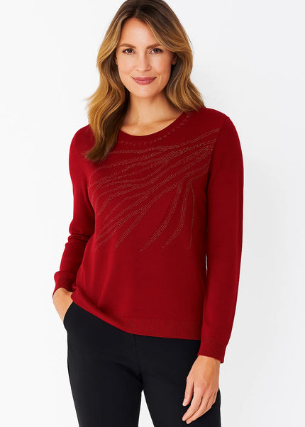 Jumper fitted glitter round neck long sleeve