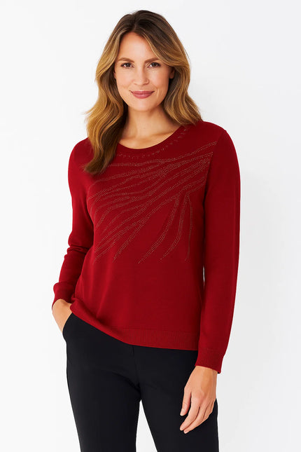 Jumper fitted glitter round neck long sleeve