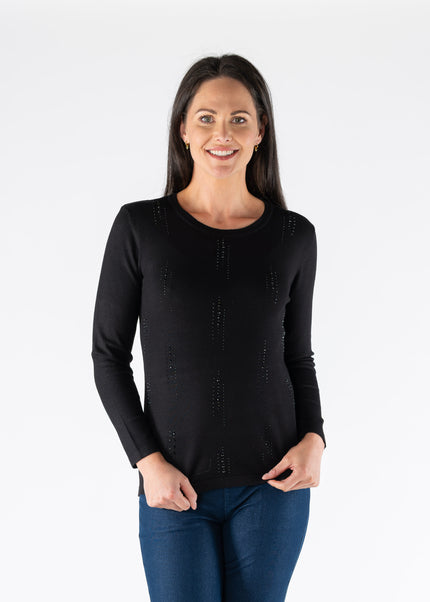 Jumper pearl stoned pattern long sleeve
