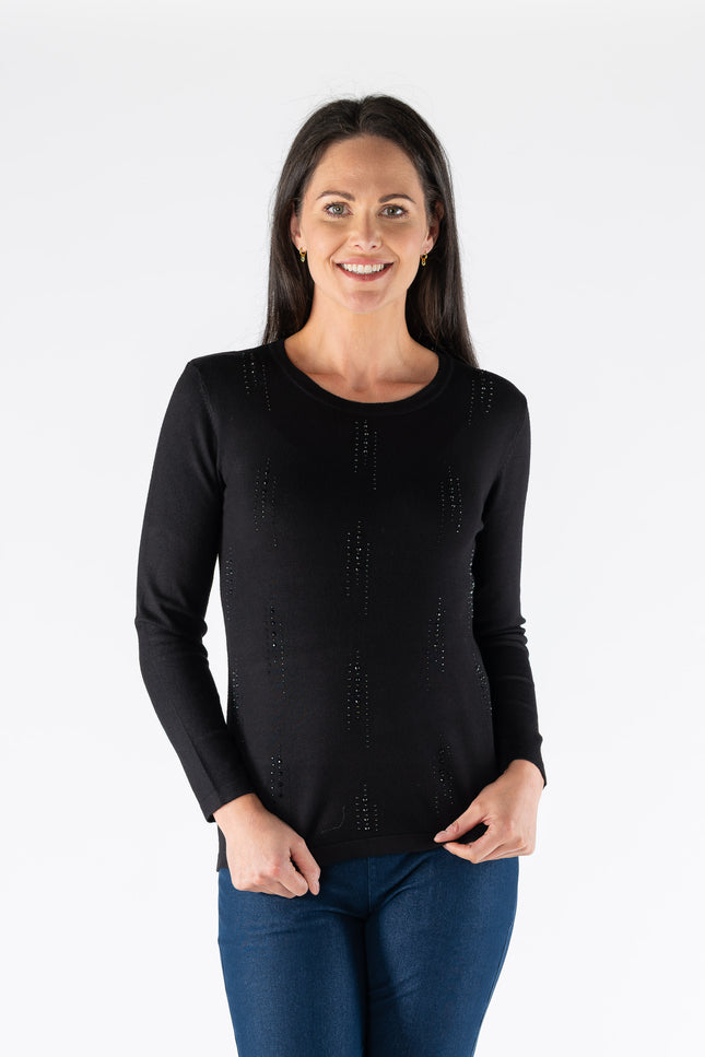 Jumper pearl stoned pattern long sleeve