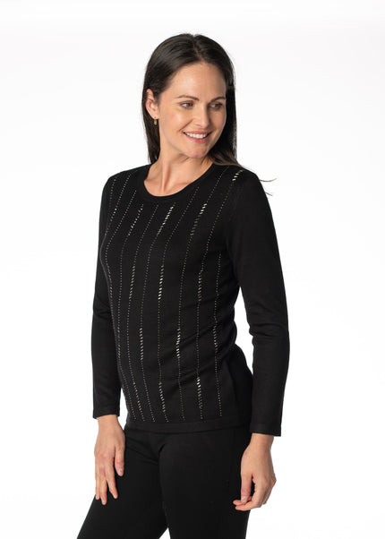 Jumper diamante stripped pattern long sleeve
