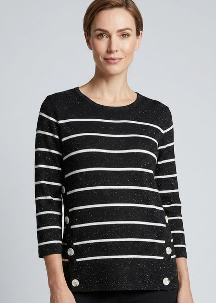 Jumper speckle stripe side button long sleeve