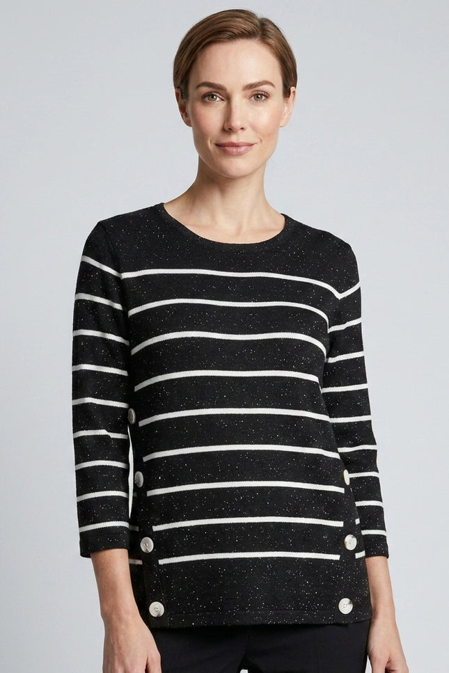 Jumper speckle stripe side button long sleeve