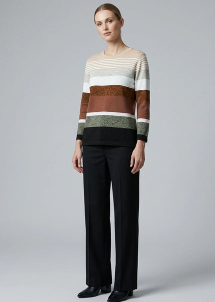 Jumper multi stripe round neck 3/4 sleeve