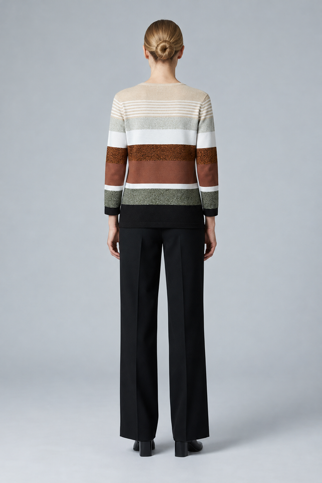 Jumper multi stripe round neck 3/4 sleeve