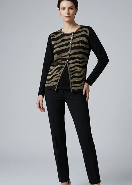 Jumper lurex wavy stripe long sleeve