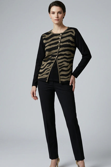 Jumper lurex wavy stripe long sleeve
