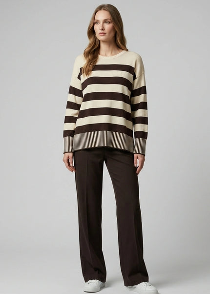 Jumper bold stripe rib detail long sleeve