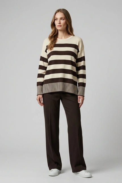 Jumper bold stripe rib detail long sleeve