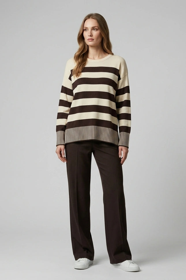 Jumper bold stripe rib detail long sleeve