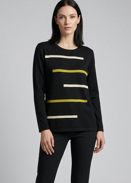 Jumper stripe sparkle round neck 3/4 sleeve