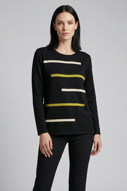 Jumper stripe sparkle round neck 3/4 sleeve