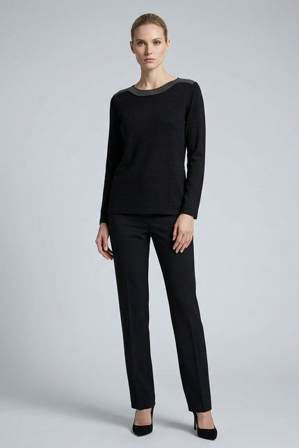 Jumper sparkle neckline long sleeve