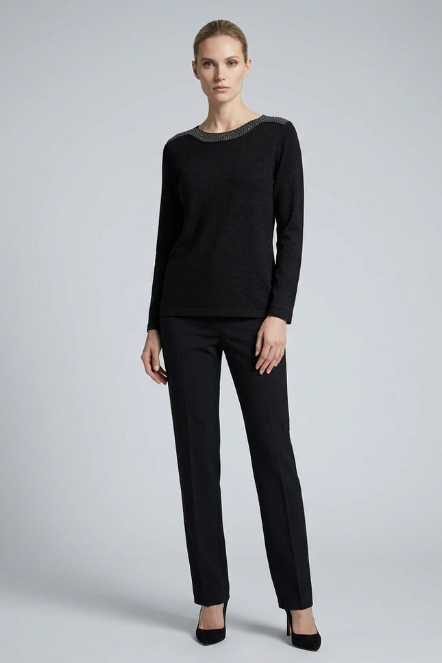 Jumper sparkle neckline long sleeve