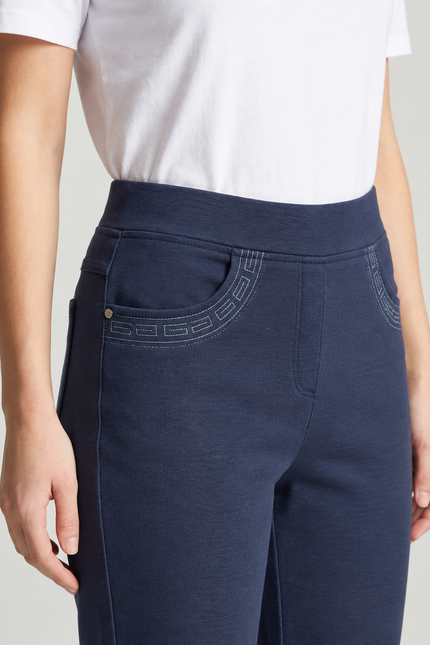 Trouser embroidered pocket 27" leg elasticated