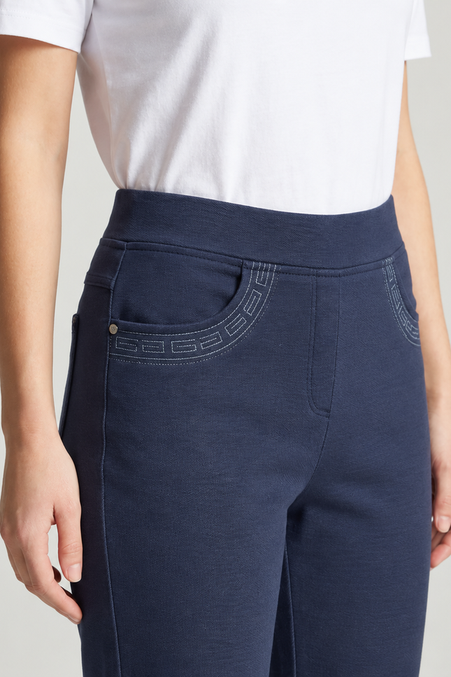 Trouser embroidered pocket 27" leg elasticated