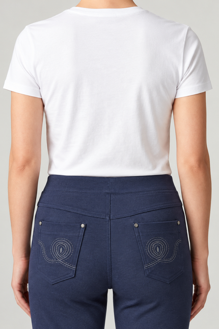 Trouser embroidered pocket 27" leg elasticated