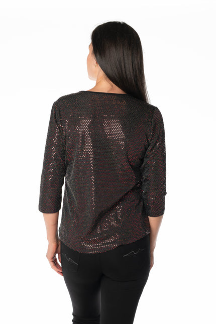 Top sparkle sequins print front split