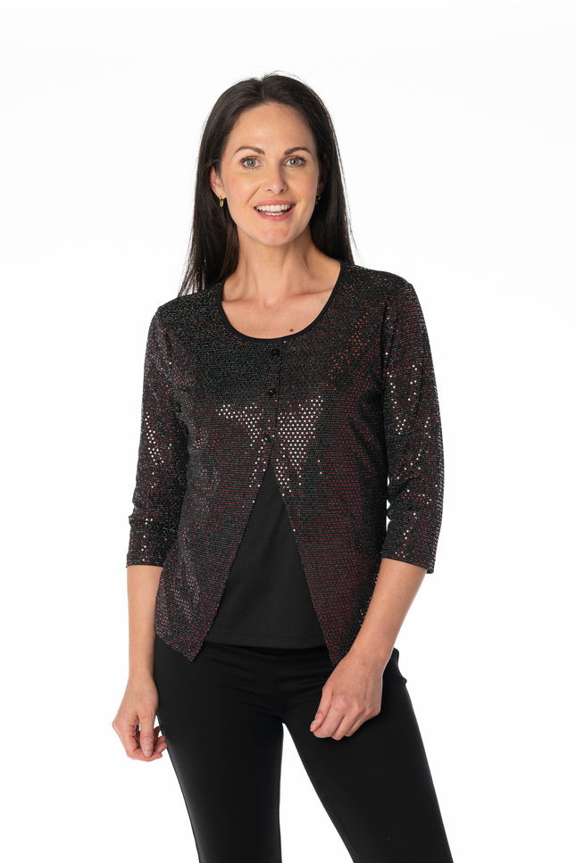 Top sparkle sequins print front split