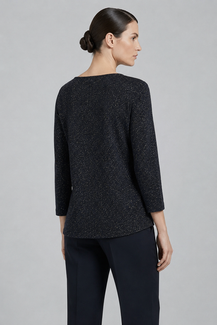 Top lurex batwing round neck 3/4 sleeve