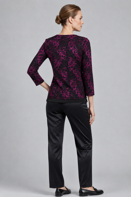 Top purple burnout layered round neck
