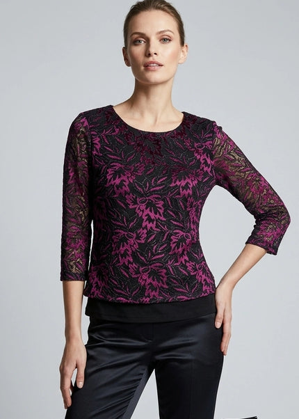 Top purple burnout layered round neck