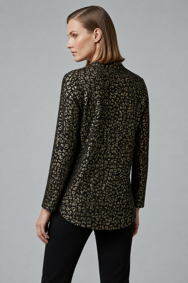 Top animal print 3/4 sleeve sequin