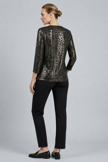 Top animal print sequin with front split