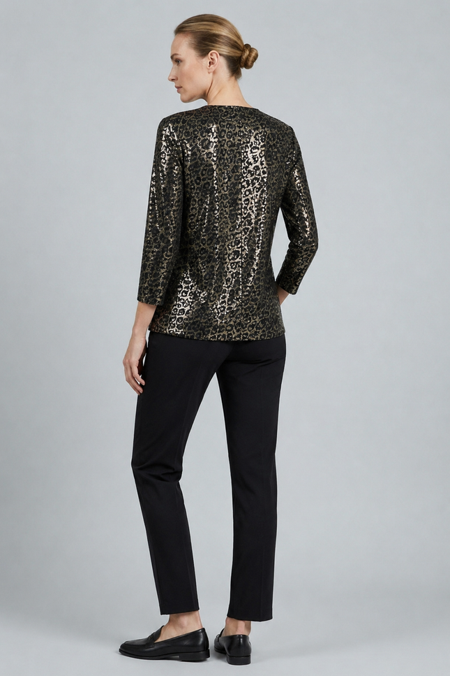 Top animal print sequin with front split