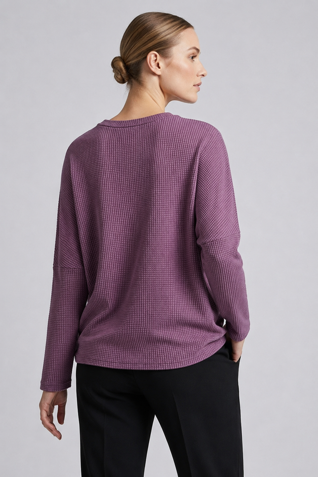 Tunic textured fabric long sleeve round